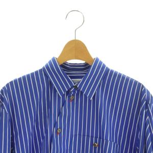 ENFOLD 24AW DISTORTION SHIRT シャツ 長袖 ストライプ柄 38 青 白 300HA230-1250
