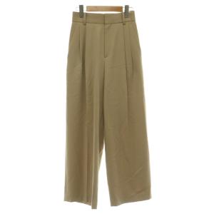 タキシードクロスツータックワイドパンツ スラックス ウール ジップフライ ワンカラー 無地 ベージュ 41-109-07-010167