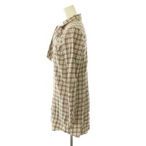 BURBERRY BLUE LABEL チェック ネルシャツ リボン付き 38 ベージュ 赤 茶 /CX OS