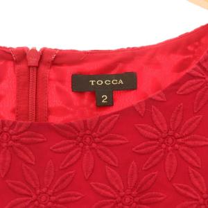 TOCCA フラワー刺繍 ワンピース 半袖 2 ダークピンク /ES OS