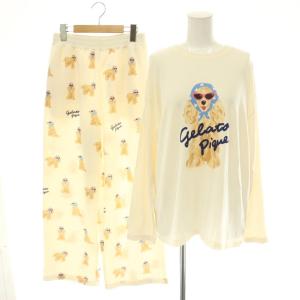 26SS セットアップ スカーフDOG柄 ワンポイント ロンT カットソー ロングパンツ F アイボリー