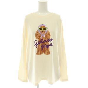 gelato pique 26SS セットアップ スカーフDOG柄 ワンポイント ロンT カットソー ロングパンツ F アイボリー