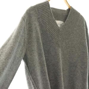 BEIGE 25AW POMPE ウールカシミヤ配色ラインVネックニット セーター 長袖 4 グレー /HK OS