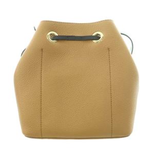FURLA コスタンザ Costanza ショルダーバッグ 巾着型 バイカラー リボン ロゴ レザー 茶 ブラウン