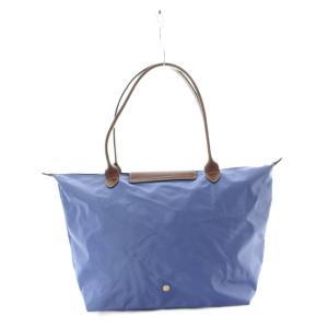 Longchamp ル プリアージュ トートバッグ ハンドバッグ 青 ブルー 茶色 ブラウン 無地 フラップ付き ファスナー開閉