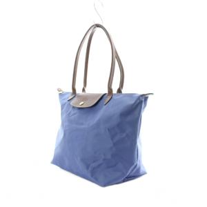 Longchamp ル プリアージュ トートバッグ ハンドバッグ 青 ブルー 茶色 ブラウン 無地 フラップ付き ファスナー開閉