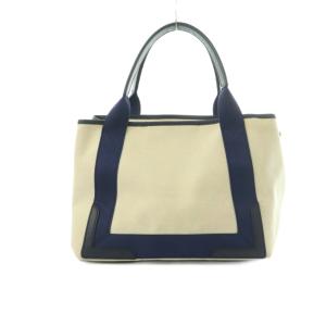 BALENCIAGA ネイビーカバS トートバッグ キャンバス アイボリー 339933