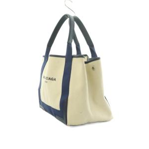 BALENCIAGA ネイビーカバS トートバッグ キャンバス アイボリー 339933