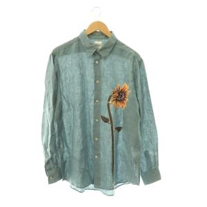 リネンサンフラワーシャツ 長袖 XL ブルーグレー マルチカラー /DO OS