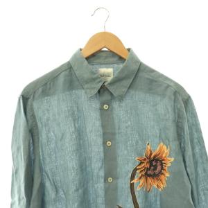 PAUL SMITH リネンサンフラワーシャツ 長袖 XL ブルーグレー マルチカラー /DO OS