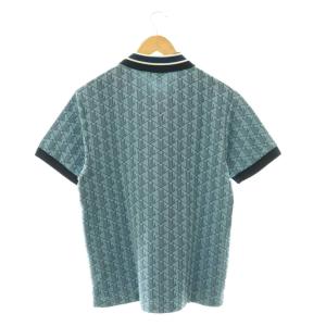 LACOSTE モノグラムジャカードポロシャツ カットソー 半袖 USL ライトブルー ネイビー ホワイト /DO OS