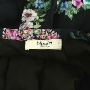 BLUGIRL BLUMARINE フレアスカート I40 黒 ブラック マルチカラー 花柄 ミモレ ロング /BB SH