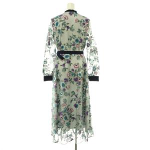 GRACE CONTINENTAL 25AW マルチ刺繍フレアワンピース 36 グレー ネイビー