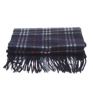 BURBERRY LONDON カシミヤ マフラー フリンジ 紺 ネイビー /SR