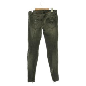 BALMAIN ダメージ加工ジップデザインスキニーデニムパンツ 36 グレー /SY OS SH