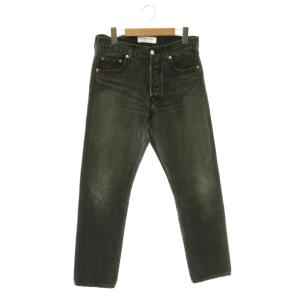 ボタンフライストレートデニムパンツ ジーンズ ダメージ加工 28 黒 ブラック /SY OS SH