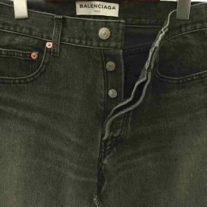BALENCIAGA ボタンフライストレートデニムパンツ ジーンズ ダメージ加工 28 黒 ブラック /SY OS SH