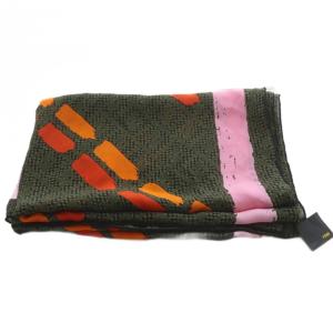 FENDI ペイントデザインシルクショールストール カーキ 緑 グリーン ピンク /SR SH OH