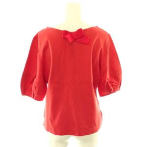 M'S GRACY バックリボン Vネック 半袖 カットソー パフスリーブ 40 レッドオレンジ /CX OS