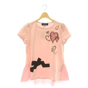 ハート リボン 半袖 カットソー Tシャツ 40 ピンク /NR OS