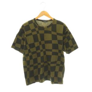 Tシャツ カットソー チェック 半袖 M カーキ /SY OS