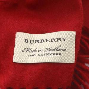 BURBERRY マフラー カシミヤ フリンジ レッド