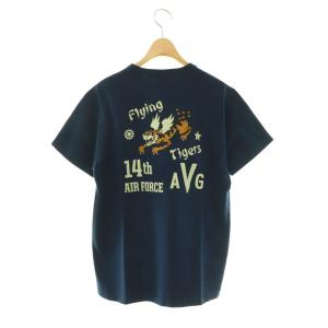 USA製 14th AIR FORCE フライングタイガー Tシャツ カットソー M 紺 マルチカラー