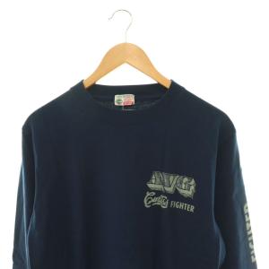 BUZZ RICKSON’S フライングタイガース プリント カットソー ロンT Tシャツ M 紺 BR62251 /CX OS