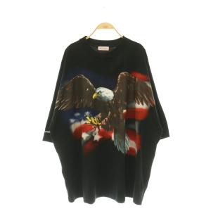 イーグル ルーズ Tシャツ 半袖 プリント S ブラック /MY OS SH