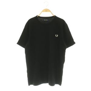 Ringer T-Shirt ロゴ刺繍 クルーネックTシャツ 半袖 L ブラック /MY OS