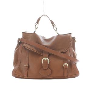 ハンドバッグ ショルダーバッグ 2way スカラップ フラップ 茶 ブラウン /RI OS