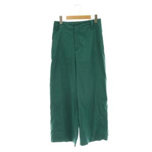 レーヨンリネンコットン フレアクロップドパンツ ワイド 36 グリーン /HK OS
