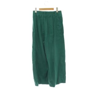 MACPHEE レーヨンリネンコットン フレアクロップドパンツ ワイド 36 グリーン /HK OS