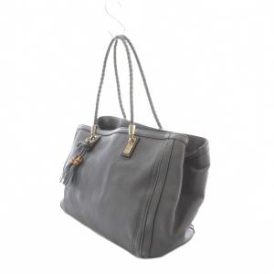 GUCCI レザー バンブー ベラ トートバッグ グレー