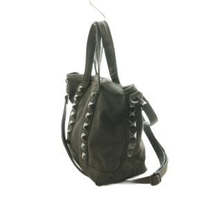 HYSTERIC GLAMOUR 2WAY ショルダーバッグ ハンドバッグ キャンバス スタッズ 黒 /MI OS