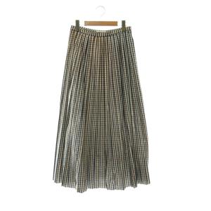 PLEATEDLOMG SK M GINGHAM 01 ブラウン