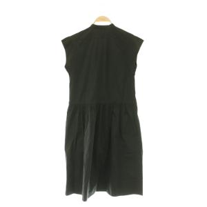 MARGARET HOWELL COTTON SILK POPLIN ワンピース ロング フレンチスリーブ 1 ブラック /MY OS