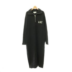 24SS Halfzip sweatshirt dress ワンピース F ブラック