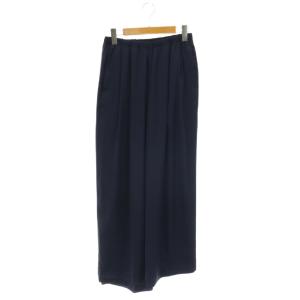 RELAX ELASTIC WIDE-TROUSERS パンツ イージー ワイド サテン 38 ネイビー