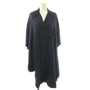 アシンメトリー サークル シャツ ASYMMETRY CIRCLE SHIRT ロング 五分袖 38 紺