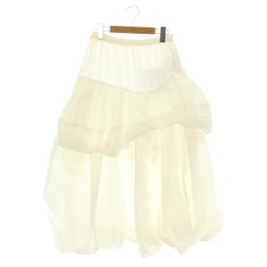 24SS SOLID WAVE TUCK SKIRT スカート フレア ロング 38 白 /CX OS
