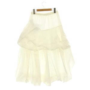 ENFOLD 24SS SOLID WAVE TUCK SKIRT スカート フレア ロング 38 白 /CX OS