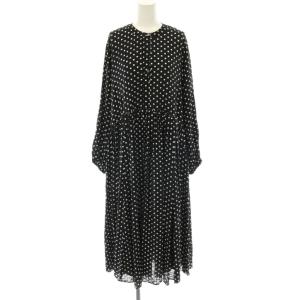 25AW ドットギャザーワンピース 1 ブラック ホワイト