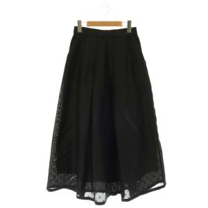 26SS ドットジャガード タックフレアスカート ロング メッシュ 38 ブラック 26-060-900-2020-1-0