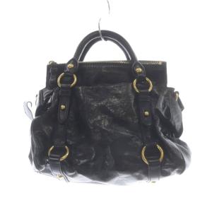 miumiu VITELLO LUX サイドリボン 2WAYショルダーバッグ ブラック RT0438