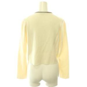 ANAYI 25SS ビジューネックメリノスムース カーディガン ウール 長袖 36 オフホワイト 10251816010