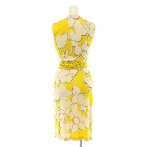 DIANE von FURSTENBERG シルク ノースリーブ ラップワンピース 総柄 2 イエロー /MY OS