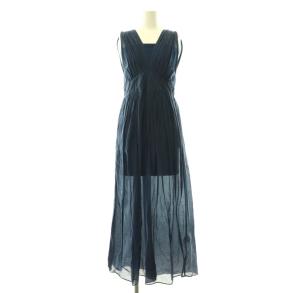 Crinkle Maxi One Piece ワンピース シアー シルク混 インナー付き F ネイビー