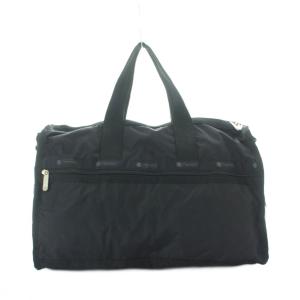LesportSAC ショルダーバッグ ボストンバッグ 旅行バッグ 黒 ブラック 無地 ロゴテープ /RI OS