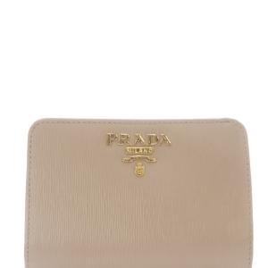 PRADA サフィアーノ 二つ折り財布 レザー ベージュ 1ML018